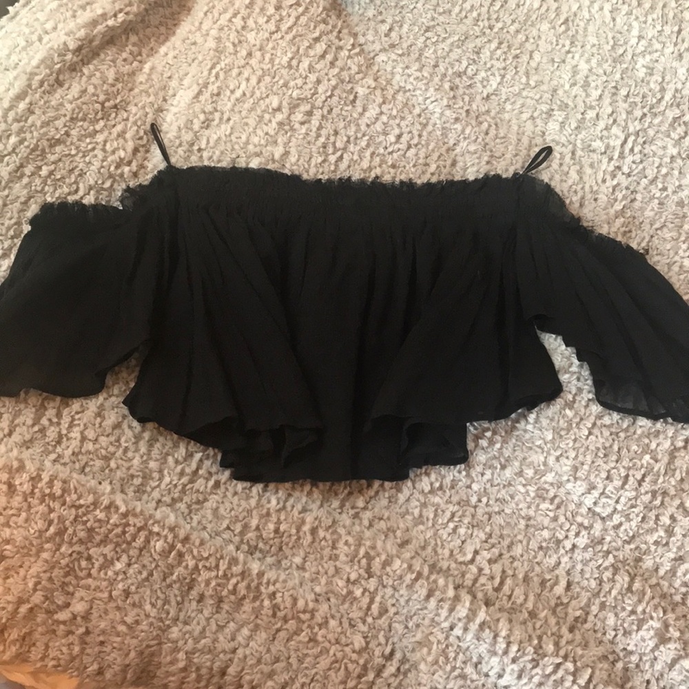 know.one.cares off the shoulder crop top